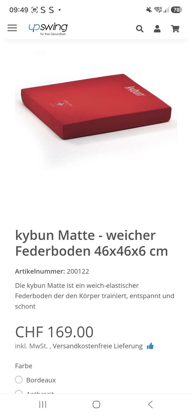 Kybun Tappetini fitness: Kybun Matte 46x46 – Usato da Bauma venduto da Stenamo 1